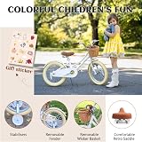 Glerc 12 Inch Kids Bike for Girls 3 4 5 Years Basket Bell Stabilisers White view 5
