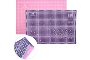 AIRGAME TCAIRG Self Healing Cutting Mat 18 inchx12 inch Non-Slip PVC Double Sided 5-Ply A3 Art Craft Rotating Mat,Sewing Crafts Hobby Fabric Precision Scrapbooking Project(Pink/Purple)