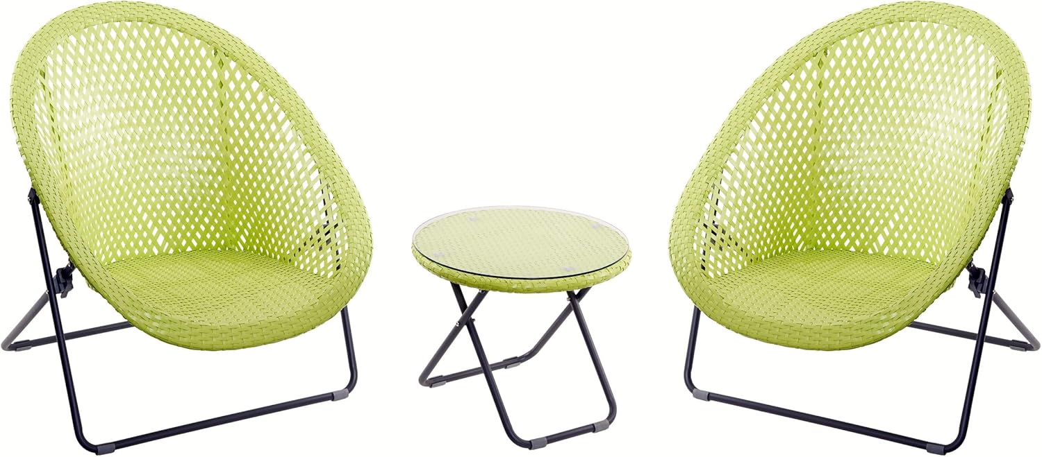 Faux Rattan Lounge furniture set in lime green, ideal for a