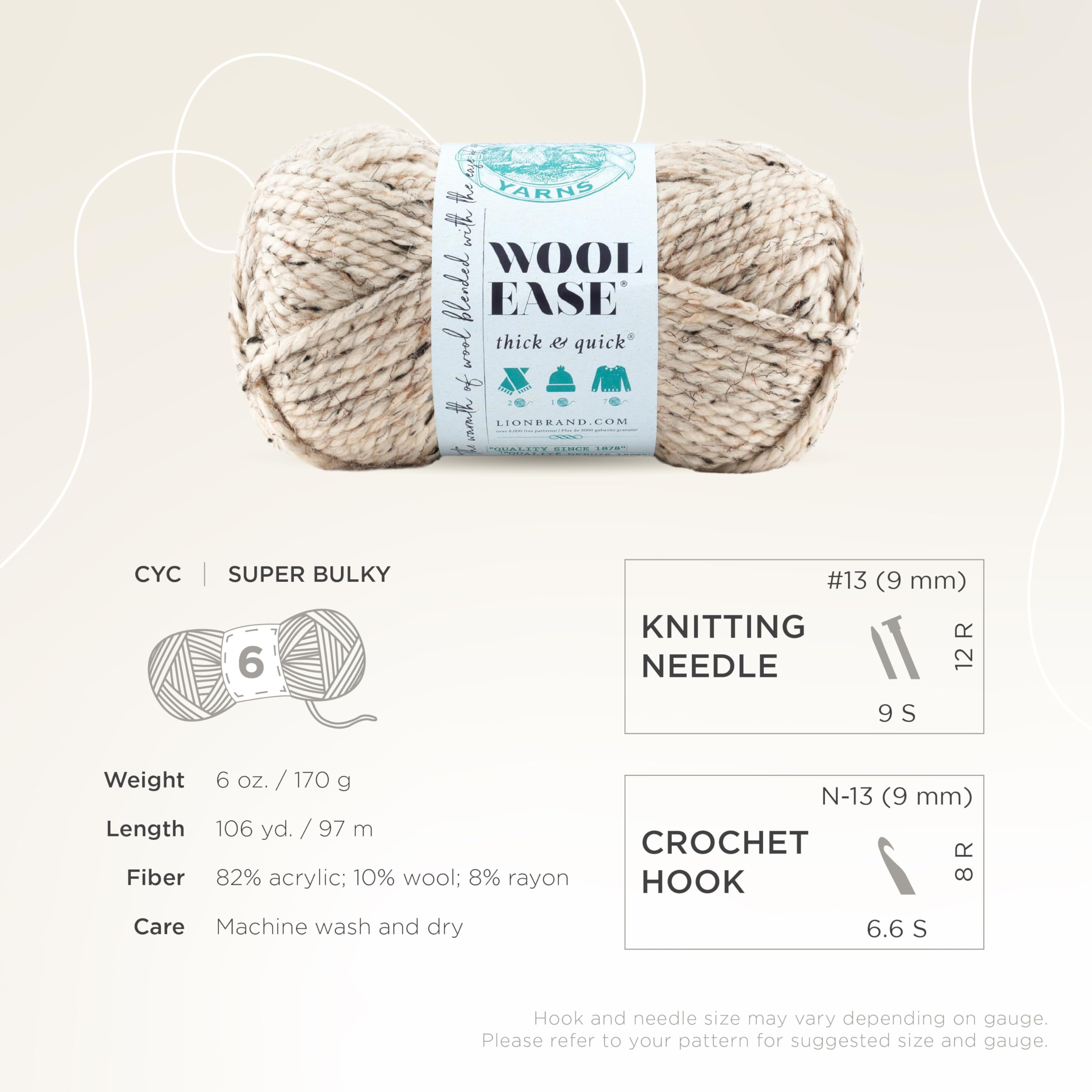 Lion Brand Yarn 640-123E Wool-Ease Thick & Quick Yarn, Oatmeal