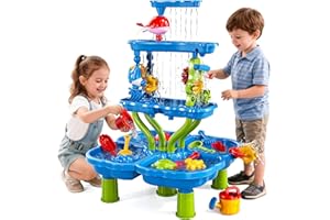 Water Table for Toddlers 1-3, Toddler Outdoor Toys Kids Summer Beach Backyard Pool Splash Activities Playsets, Water and Sand