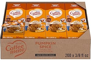 Nestle Coffee mate Coffee Creamer, Pumpkin Spice, Liquid Creamer Singles, Non Dairy, No Refrigeration, 0.375 fl oz Tubs (Pack of 200)
