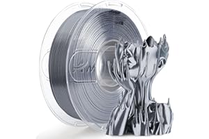 AMOLEN Silk PLA Filament 1.75mm 3D Printer filaments, Shiny Silver Grey Filament for 3D Printing, 1kg(2.2lbs) Spool, Compatible with Most FDM Printer(Silk Silver Grey)