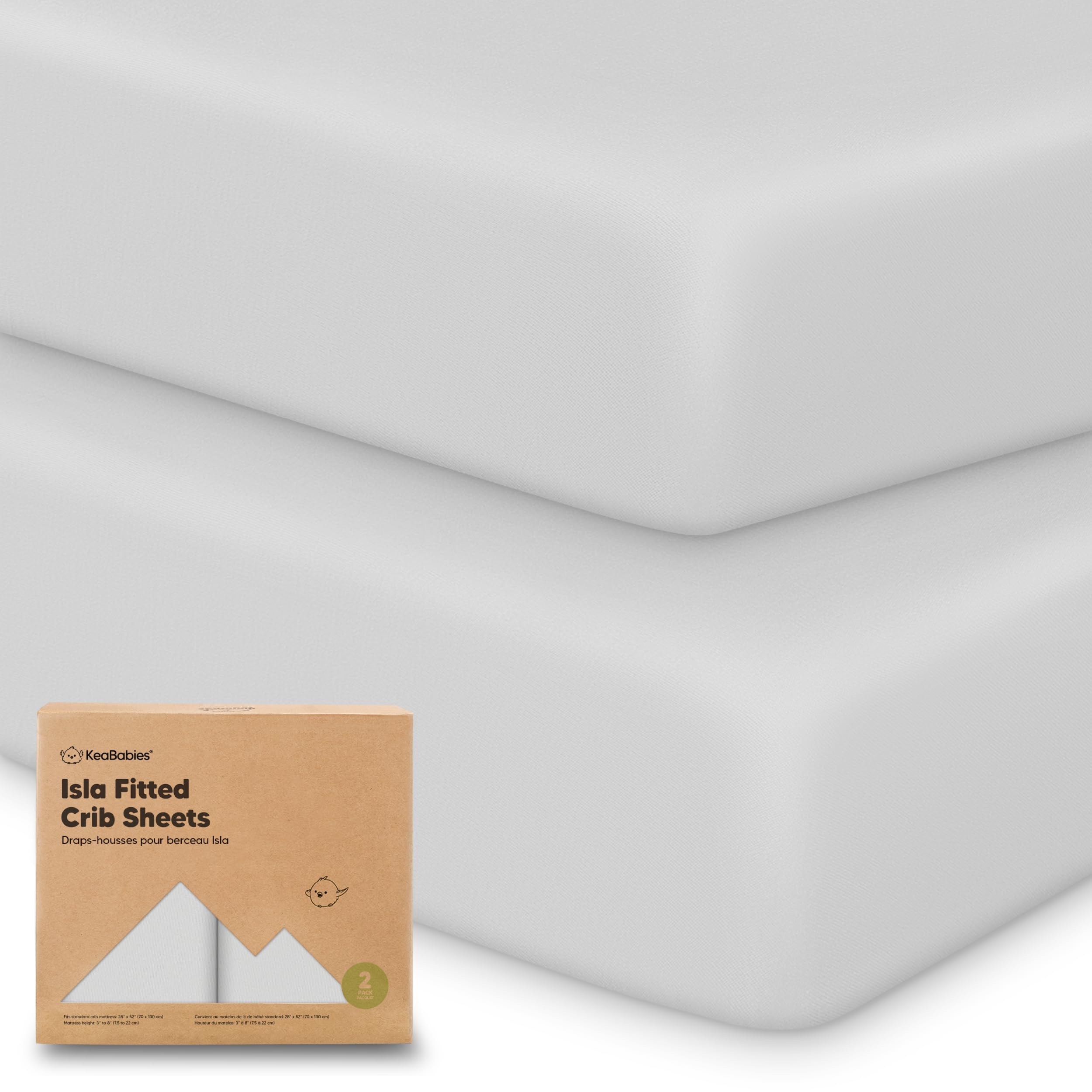 Photo 1 of KeaBabies 2-Pack Baby Crib Sheets for Boys, Girls - 52x28 Viscose Derived from Bamboo Toddler Bed Sheets Neutral, Fitted Crib Mattress Cover for Standard Baby Bedding, Soft & Cozy (French Gray)