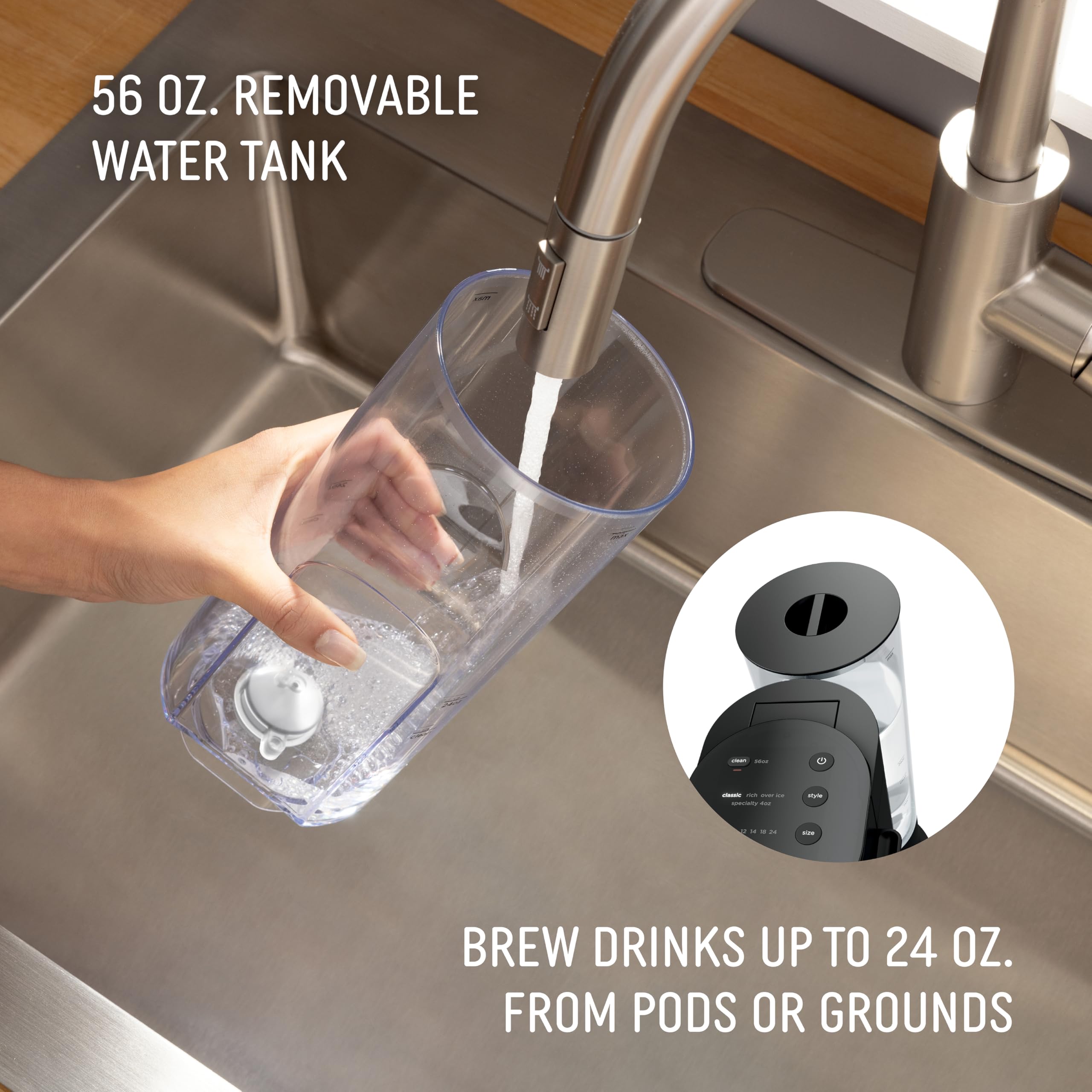 Ninjas | Cafetera | Porción individual |Preparar con cápsulas de café y posos| Compatible con cápsulas de café K-Cup | 4 estilos de preparación, tamaños de taza de hasta 24 oz y depósito extraíble de 56 oz | Negro | PB051