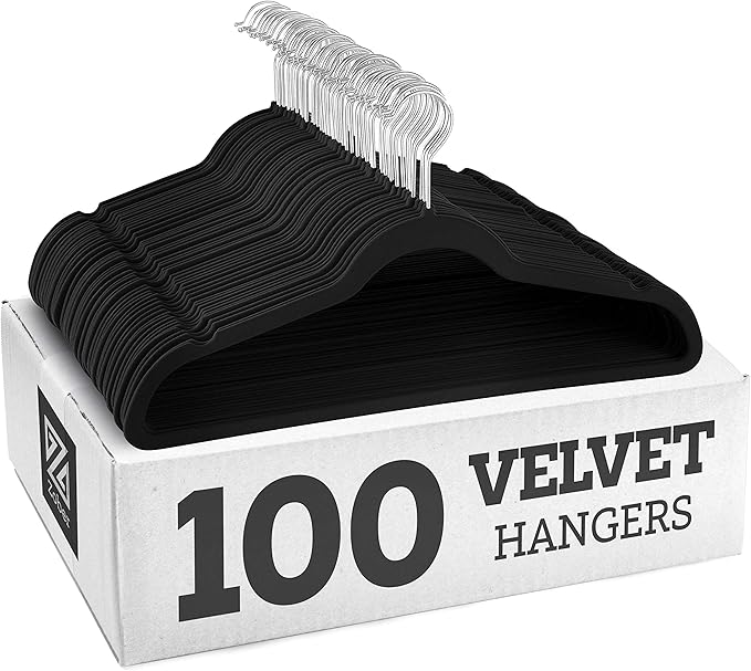 Premium Black Velvet Hangers 100 Pack Ultra Thin Space Saving Suit Hangers Heavy Duty Non
