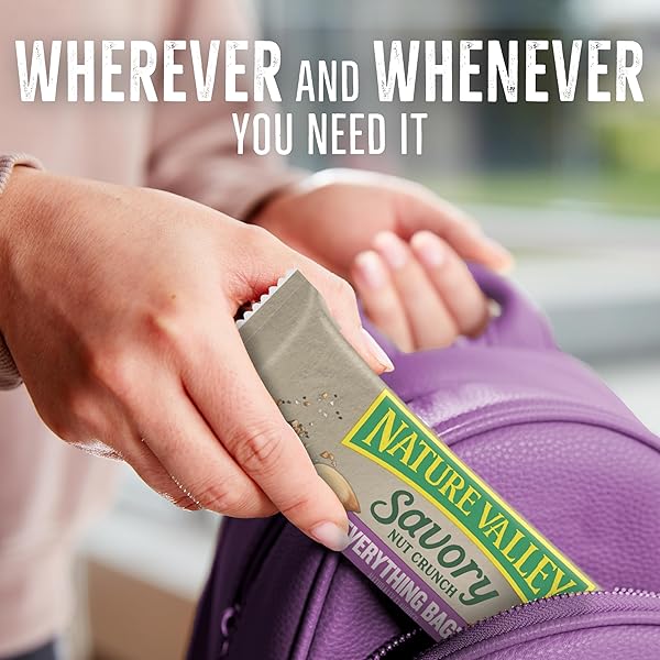 NATURE VALLEY SAVORY NUT CRUNCH BARS, EVERYTHING BAGEL, 5 BARS, 4.45 OZ