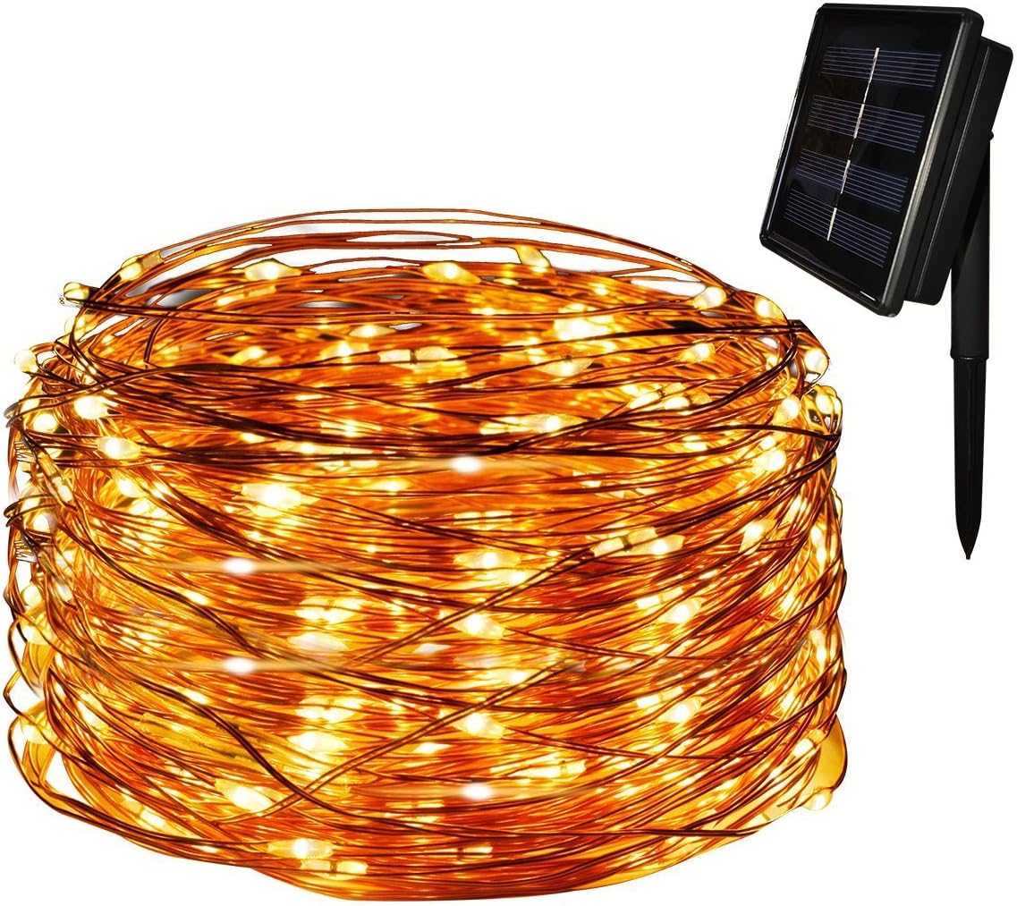 Tuokay Solar Garden Lights 22m 200 LED 8 Twinkling Modes Copper Wire Fairy Lights