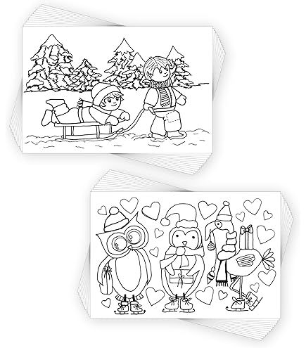 Colorpockit 4x6 Postcard Coloring Book Card Decks With Holiday Hugs And Holiday Fun. Refills For COLORpockit Complete Portable Coloring Kit. Contains Two 12-Card Coloring Decks
