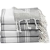 9Threads Cotton Turkish Beach Towel with Towels Oversized 36"x72" Pool Absorbent Extra Large Quick Dry Sand Travel Towel (Grey, 4 Pack)