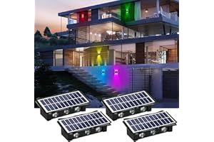 WONYO 6LEDs Multi-Color Solar Wall Lights, Up and Down Lighting Solar Outdoor Light Waterproof IP65, Solar Fence Light for Yard Deck Garden Garage Walkway Porch Christmas Decorations (4 Pack)