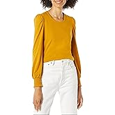 Amazon Essentials Women's Long-Sleeve Crewneck Smocked Cuff T-Shirt