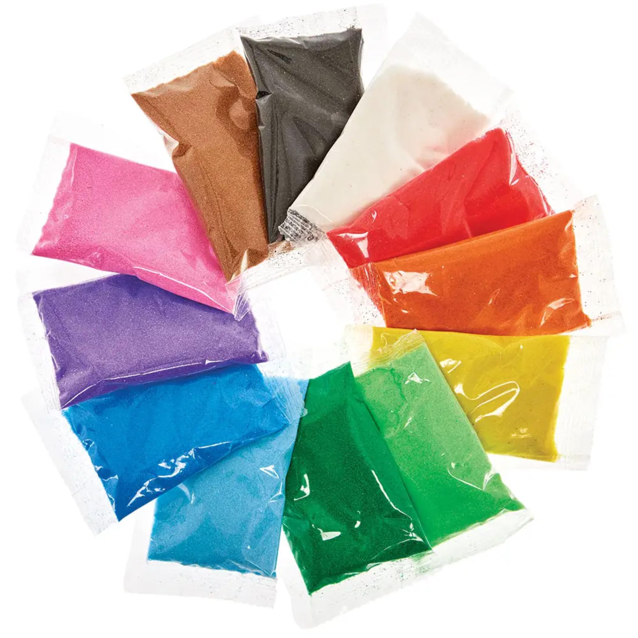 Baker Ross AG211 Mini Bags of Coloured Sand. Coloured Sand in 12 assorted colours - 12 bags of 40g