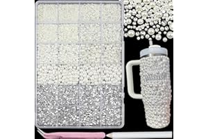 SEMATA Pearl Bedazzling Kit Silver Rhinestones Pearls for Crafting Bedazzling Decora with Mixed Flatback Pearl Bedazzle Gems for Crafts DIY Nail Pearls Rhinestones for Women and Girls