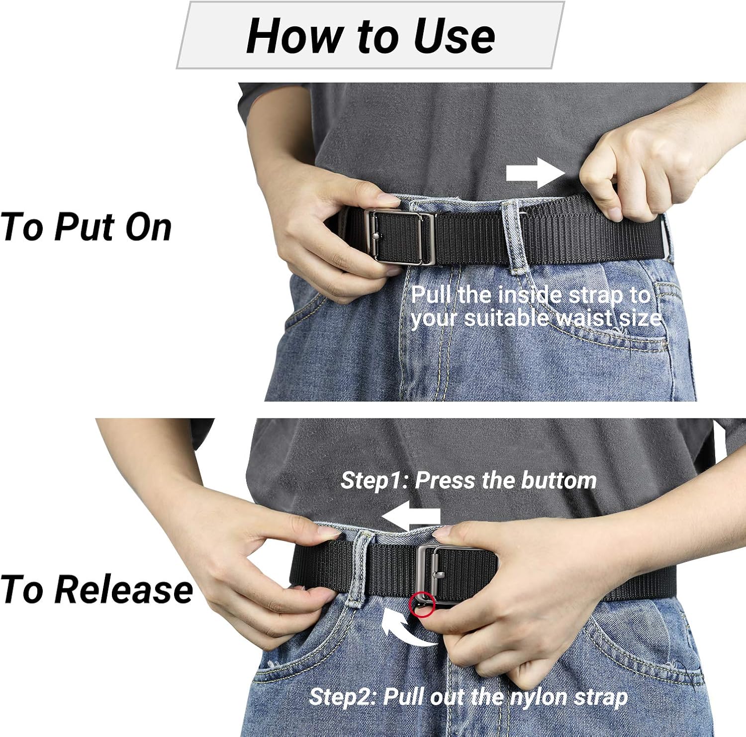 ITIEZY Mens Nylon Ratchet Belt Trim to Fit Adjustable  Military