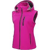 CREATMO US Women's Lightweight Softshell Vest Outerwear Windbreaker Sleeveless Jacket With Removable Hood