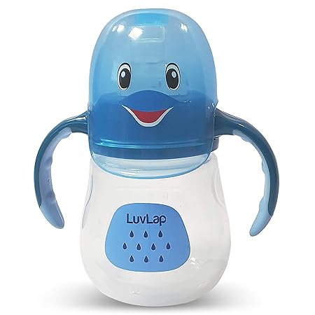 LuvLap Little Dolphin Sipper / Sippy Cup 210ml, Anti-Spill Design with Soft Silicone Spout, 6m+