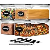 Large Airtight Food Storage Containers with Lids Set of 4 3.2L - 102 fl. oz Pasta storage Containers, BPA Free Plastic Spaghetti container - Air Tight Canisters for Kitchen Pantry Organization