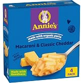 Annie's Classic Cheddar Mac &amp; Cheese Boxes, 24 oz (Pack of 4) | Made with Organic Pasta and Real Cheese, No Artificial Flavors or Synthetic Colors, Ready in About 8 Minutes