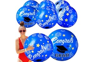 Vertintong 12 Pcs Congrats Grad Inflatable Beach Ball 12 Inch Graduation Sign Beach Ball Inflatable Beach Balls Class of 2024 Party Favors for Summer Water Sand Game Grad Party Decoration