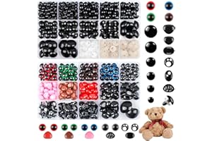 MAIOUSU STORE 856PCS Safety Eyes and Noses for Amigurumi, Stuffed Crochet Eyes with Washers 6-24mm Plastic Crochet Safety Eyes Black Safety Eyes for Crochet Stuffed Animal Eyes for Craft Teddy Bear