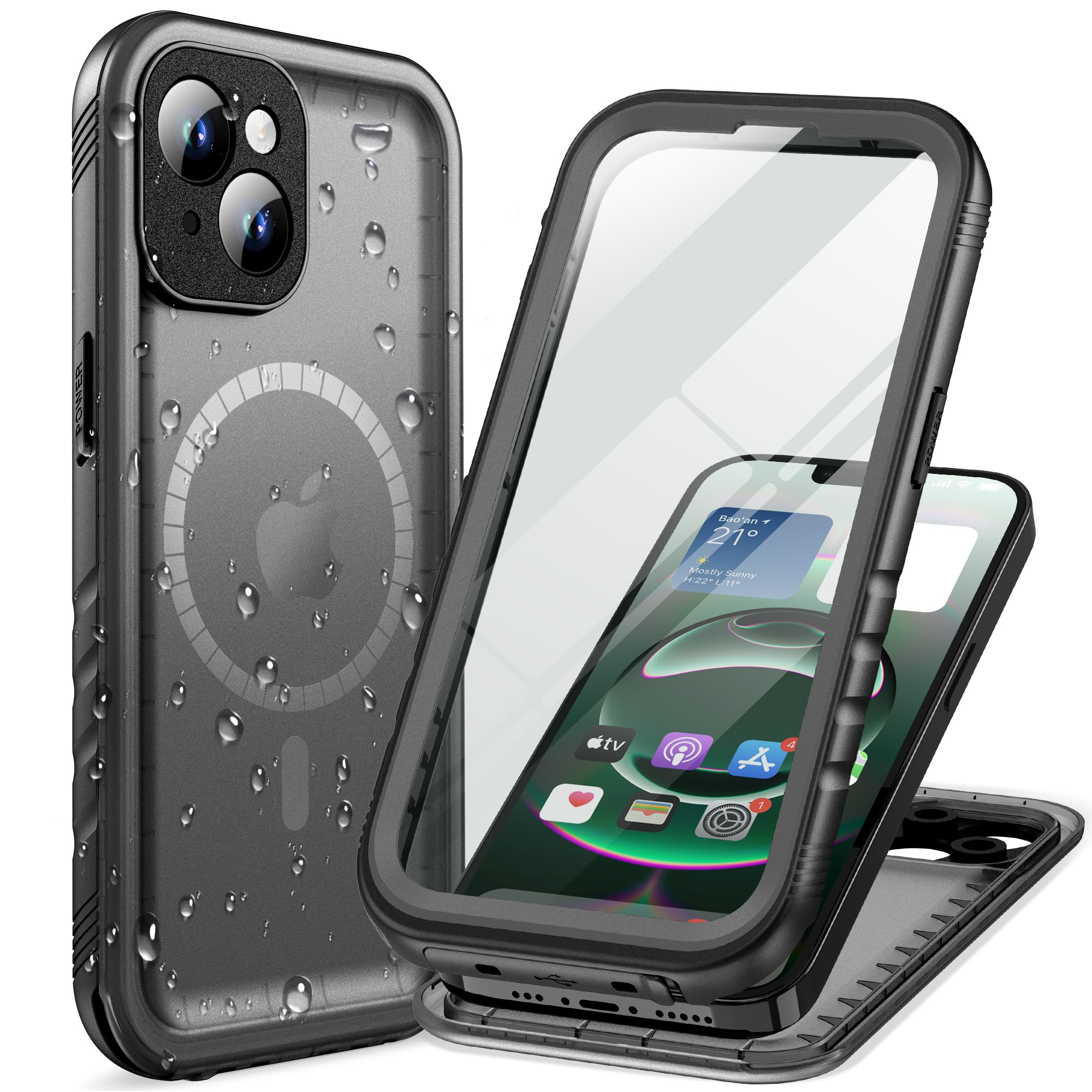 Cozycase for iPhone 15 Case Waterproof Compatible with MagSafe - 360 Heavy Duty with Screen/Camera Protector Shockproof IP68 Dustproof Water Dust Proof Full Body/Front and Back 15 Protective Case Slim â image 1