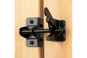 SANKINS Self-Locking Gate Latch for Wooden Fence Gate Heavy Duty, Post Mount Automatic Gravity Lever Gate Fence Door Latches for Wooden Fence Secure Pool Garden Shed, Black
