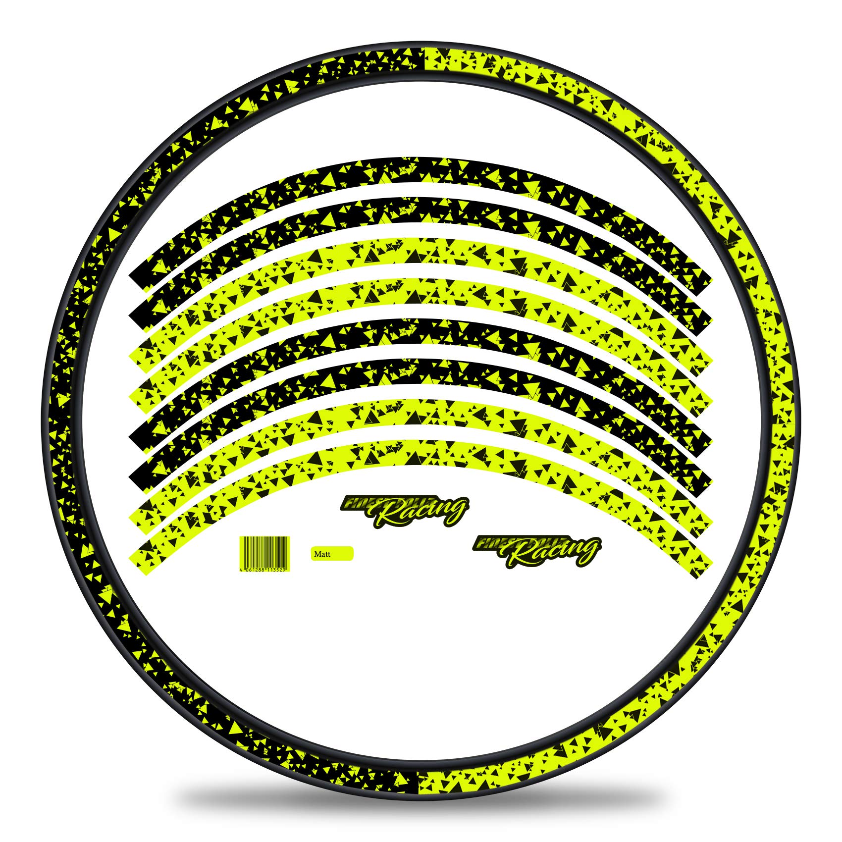 Set of 16 Wheel Rim Stickers for Bicycle Rims in 2 Face Design Complete Set for 27 Inches 29 Inches for Road Bike Mountain Bike MTB Balance Bike RX031 (Neon Yellow, Matte) — image 1