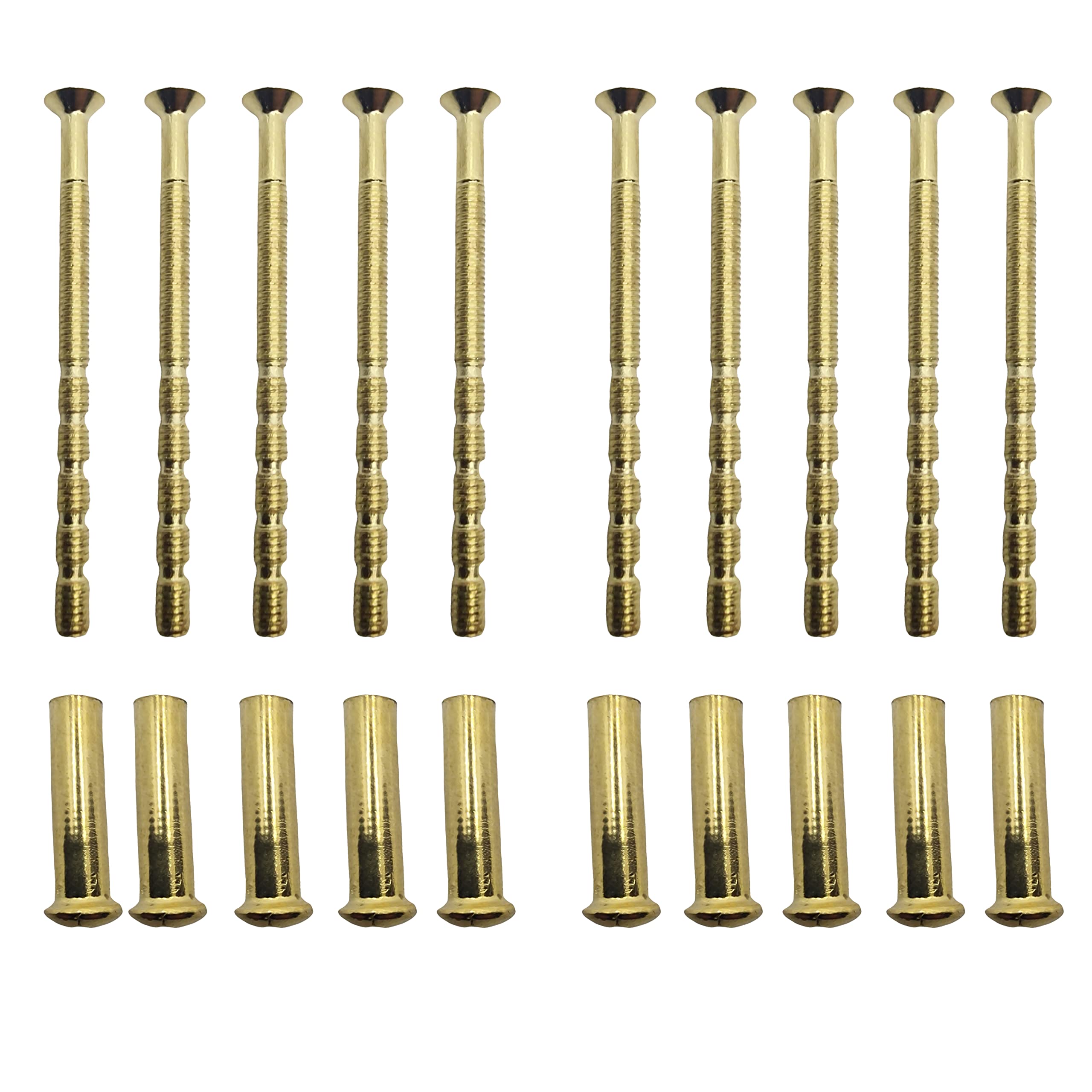 M4 Door Handle Screws BRASS with Bolt Connecting Sleeve Male to Female for Door Handle, Knobs Escutcheons and Others (pack of 10)