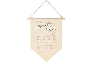 GEANHIL Sweet Boy-Baby Banner Gift Shower-Flag Decor Gifts for Boys Baby Newborn Kids-Banner Wall Sign Gifts for Nursery Baby Room Playroom Bedroom Front Door