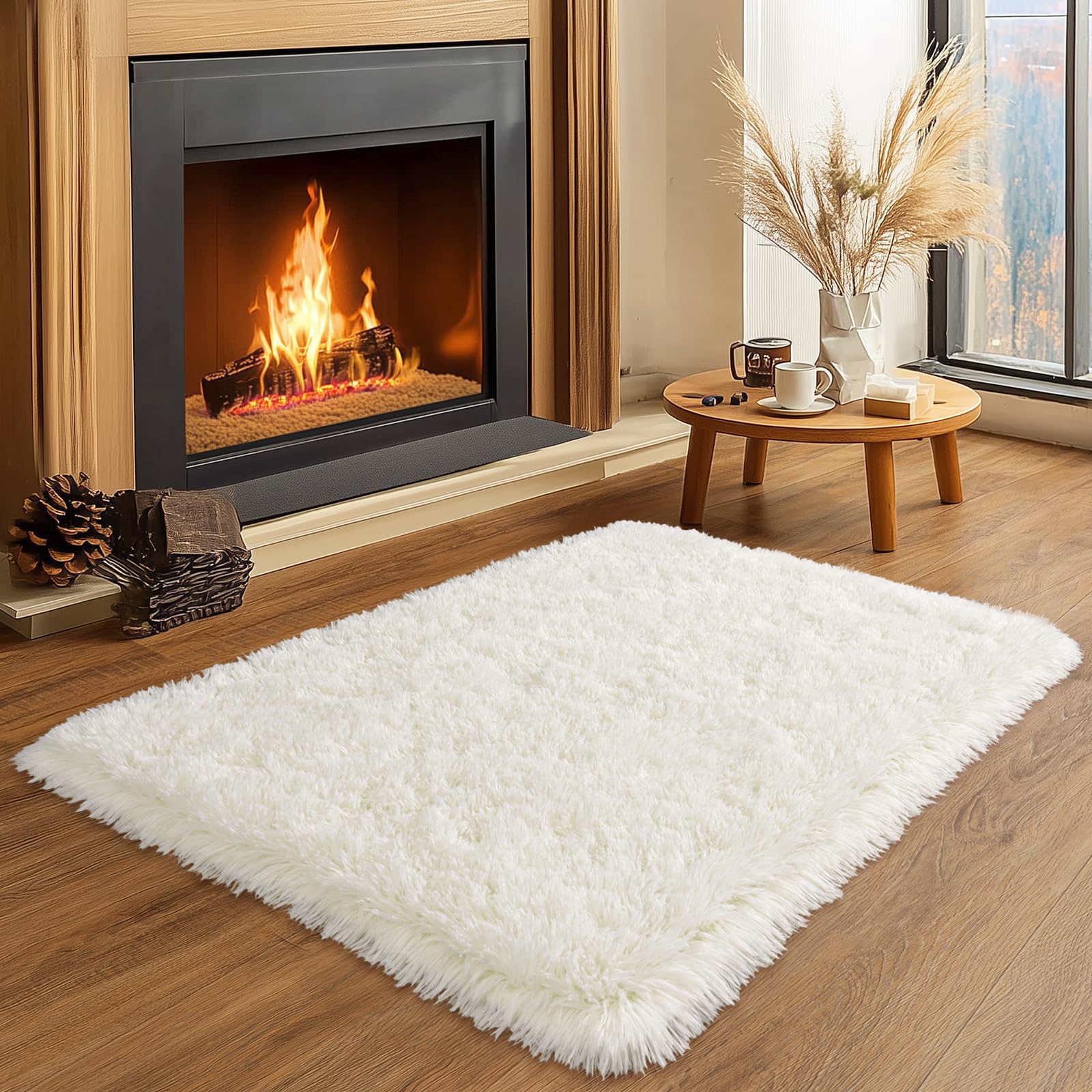 Photo 1 of ** SIMILAR*** Soft Small Rugs for Bedroom Hallways, 2x3 Area Rugs for Living Room, Modern Shaggy Carpets Fuzzy Rug for Boys Girls Dorm Nursery Home Decor Aesthetic, Upgrade Non-Slip Durable, Cream White
