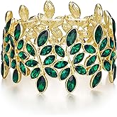 Crysdue Marquise Rhinestone Wedding Elastic Stretch Bracelet for Brides Bridesmaid, Austrian Crystal Art Deco Jewelry for Party Prom