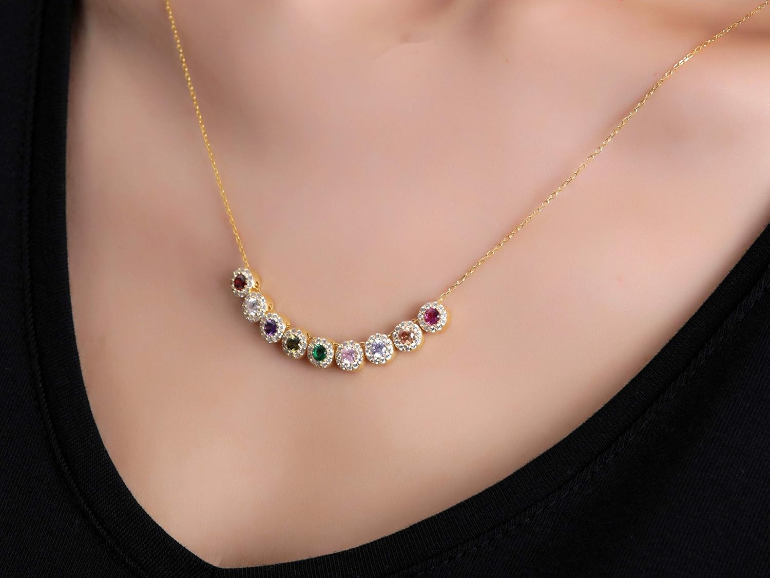 custom family birthstone necklace