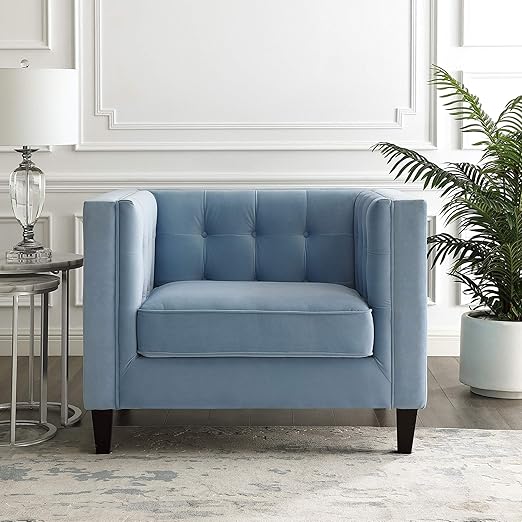 Amazon Com Lotte Slate Blue Velvet Club Chair Kitchen Dining
