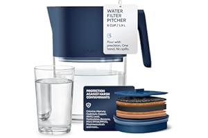 LARQ Water Filter Pitcher 1.9 L (8-Cups) - Removes Chlorine, Lead, PFAS & More, Monaco Blue