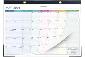 BOWCUK Desk Calendar 2024-2025 – MAY 2024 – DEC 2025, 20 Monthly Desk Calendar, Large Desk Calendar 2024, 17’’ x 12’’, 2024-2025 Desk/Wall Calendar with To-do Lists, Desk Pad, Ruled Blocks, Corner Protectors