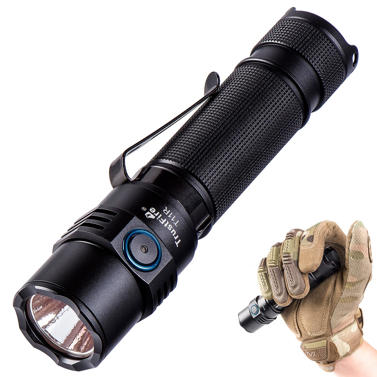 TrustFire T11R LED Torch Flashlight 1800 Lumens, 18650 Type-C Rechargeable Light, EDC Flashlights, Suitable for Emergencies and Outdoor Sports