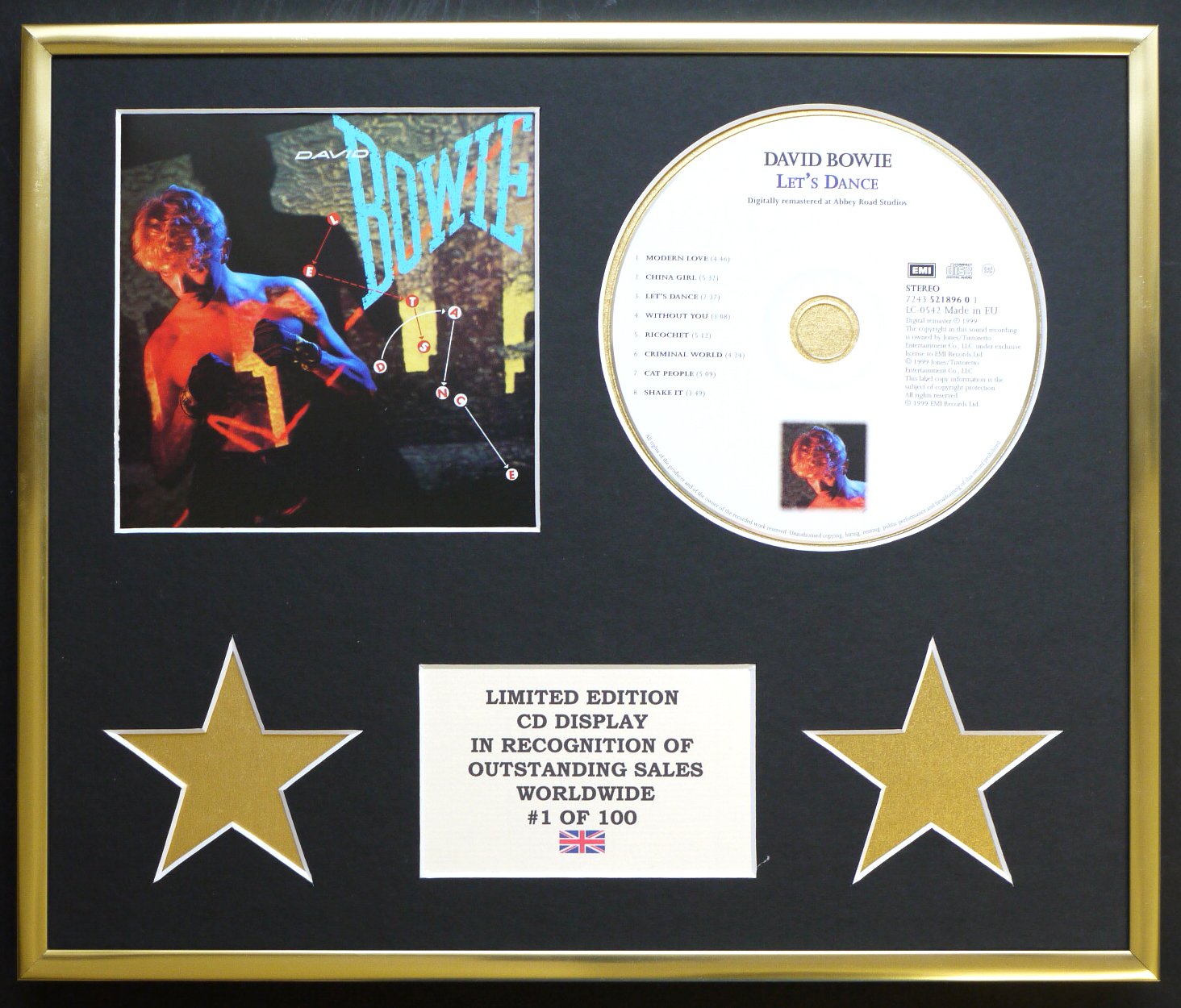DAVID BOWIE/CD DISPLAY/LIMITED EDITION/COA/LETS DANCE