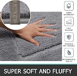 Pauwer Microfiber Soft Bath Mat Set 2 Piece Grey 53x86cm + 50x50cm Non Slip view 5