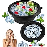 Large Bowl for Face Ice Bath, Foldable Facial Ice Bath with Built-in Icetray, Silicone Facial Ice Bath Bowl, Ice Face Bowl (Black)