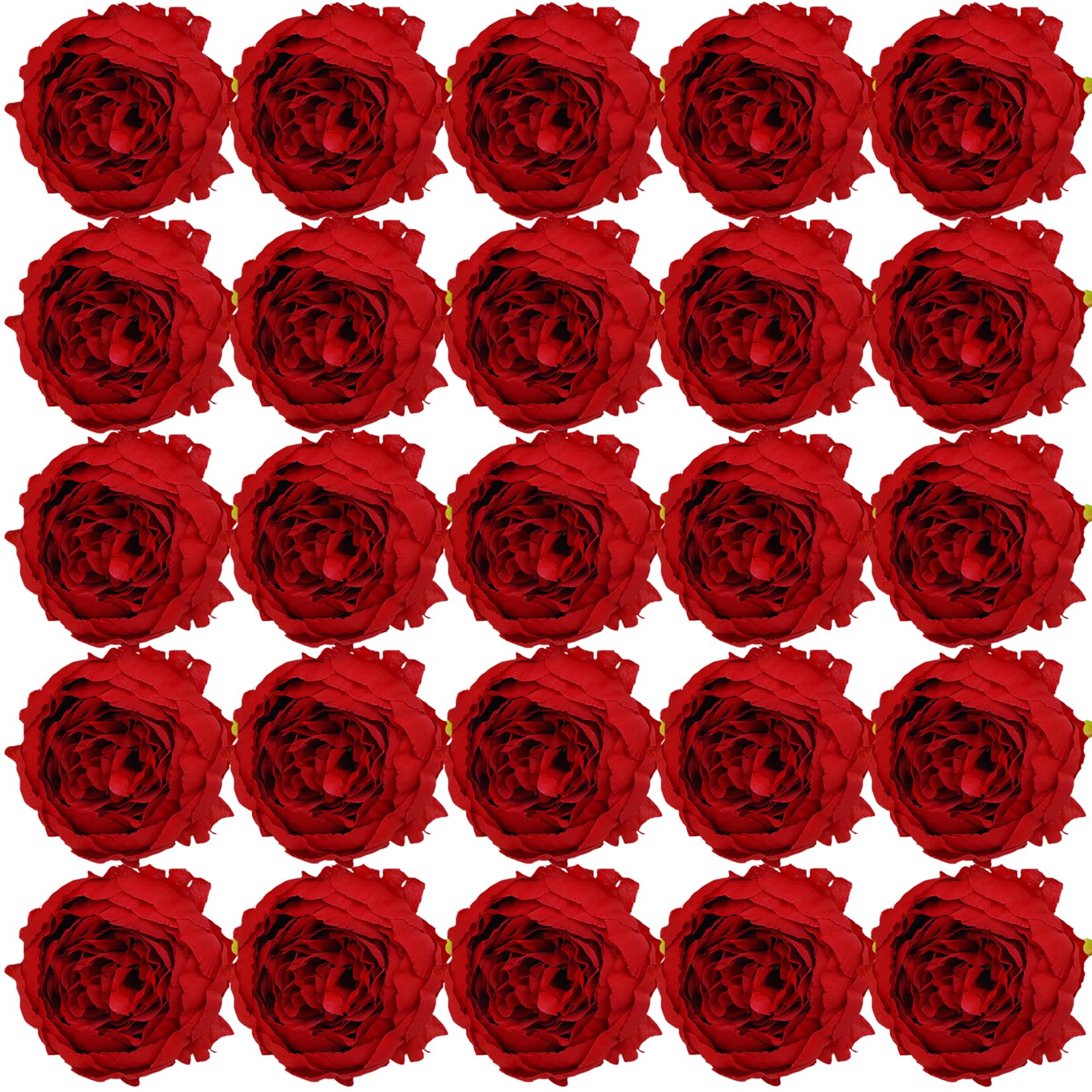 Photo 1 of FagusHome 30 Pcs Silk Peony Artificial Flower Only Heads No Stems Fake Peony Flowers Heads Artificial Peony Flower Heads No Stems for Wedding Home Decor (Red)