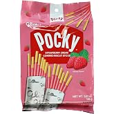 Glico Pocky, Strawberry Cream Covered Biscuit Sticks (9 Individual Bags), 3.81 oz