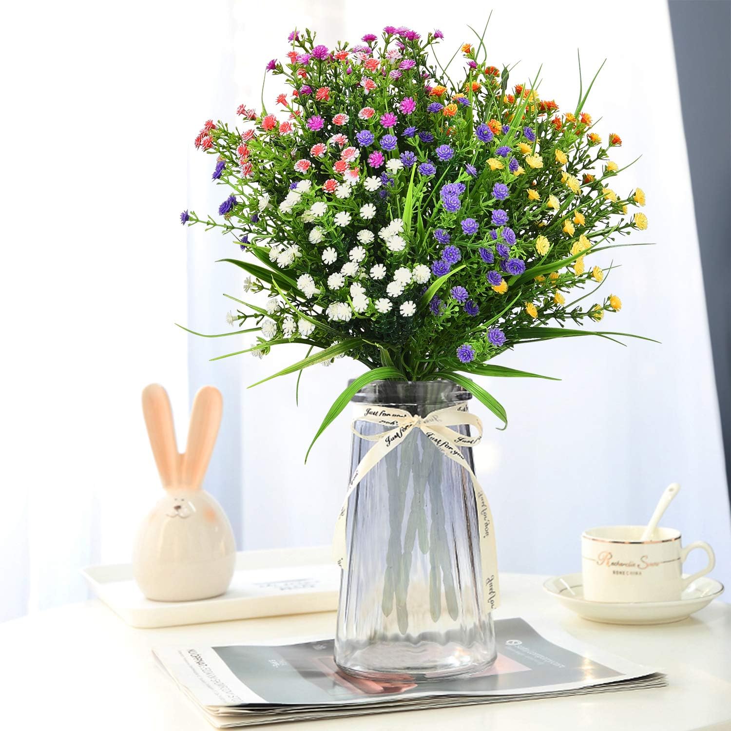 Amazon Com Shiny Flower 6 Pcs Artificial Flowers Baby Breath Fake Gypsophila Bouquets Silk Artificial Flowers Wedding Bridle Bouquet Table Centerpieces Arrangements Veranda Home Office Decoration Multi Color Furniture Decor