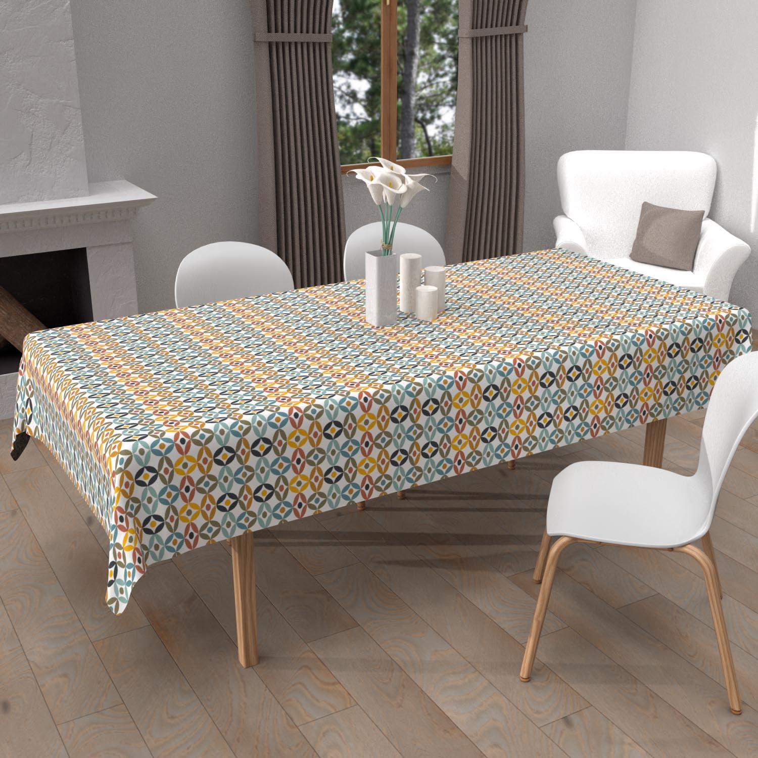 Soleil d'ocre Ouranos Printed Tablecloth Stain-Resistant Rectangular 140 x 300 cm