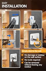 4smile Self Adhesive Hooks 6 Pack Heavy Duty Waterproof Stainless Steel view 6