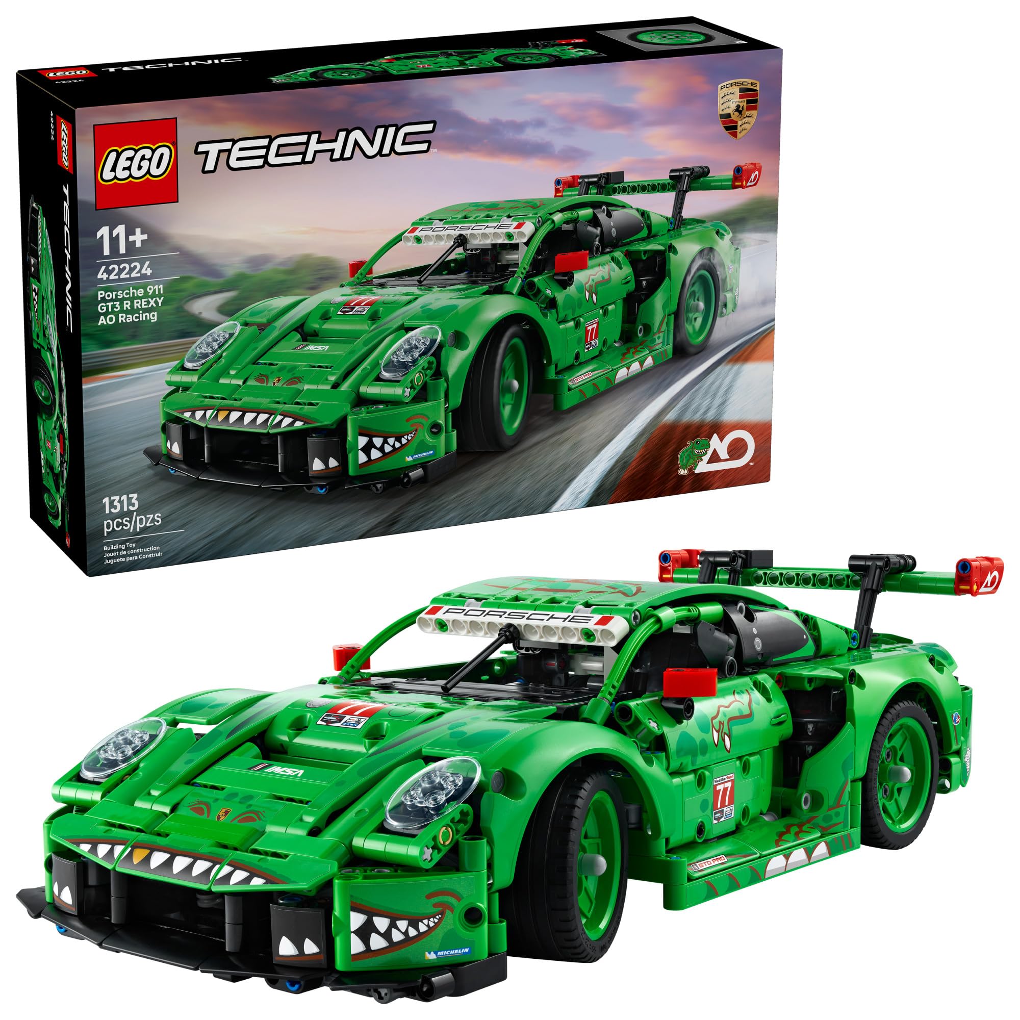 Photo 1 of LEGO Technic Porsche 911 GT3 R Rexy AO Racing Car Building Toy for Boys & Girls - Car Toy W/Realistic Steering & 6-Cylinder Engine for Kids & Auto Fans, Ages 11+ - Gift Idea for Birthdays - 42224