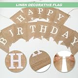 TakFree Happy Birthday Burlap Bunting 6.6 Ft Linen Garland Swallowtail view 4