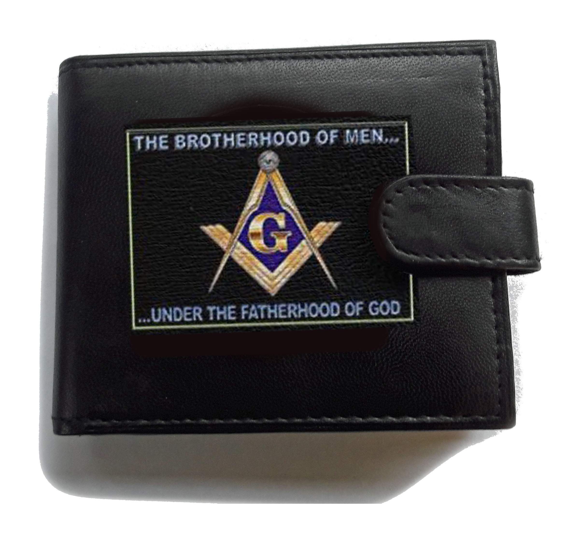 Stoneys Badges Masonic Logo Anti RFID Theft Wallet Black Soft Leather Large Coin Pocket