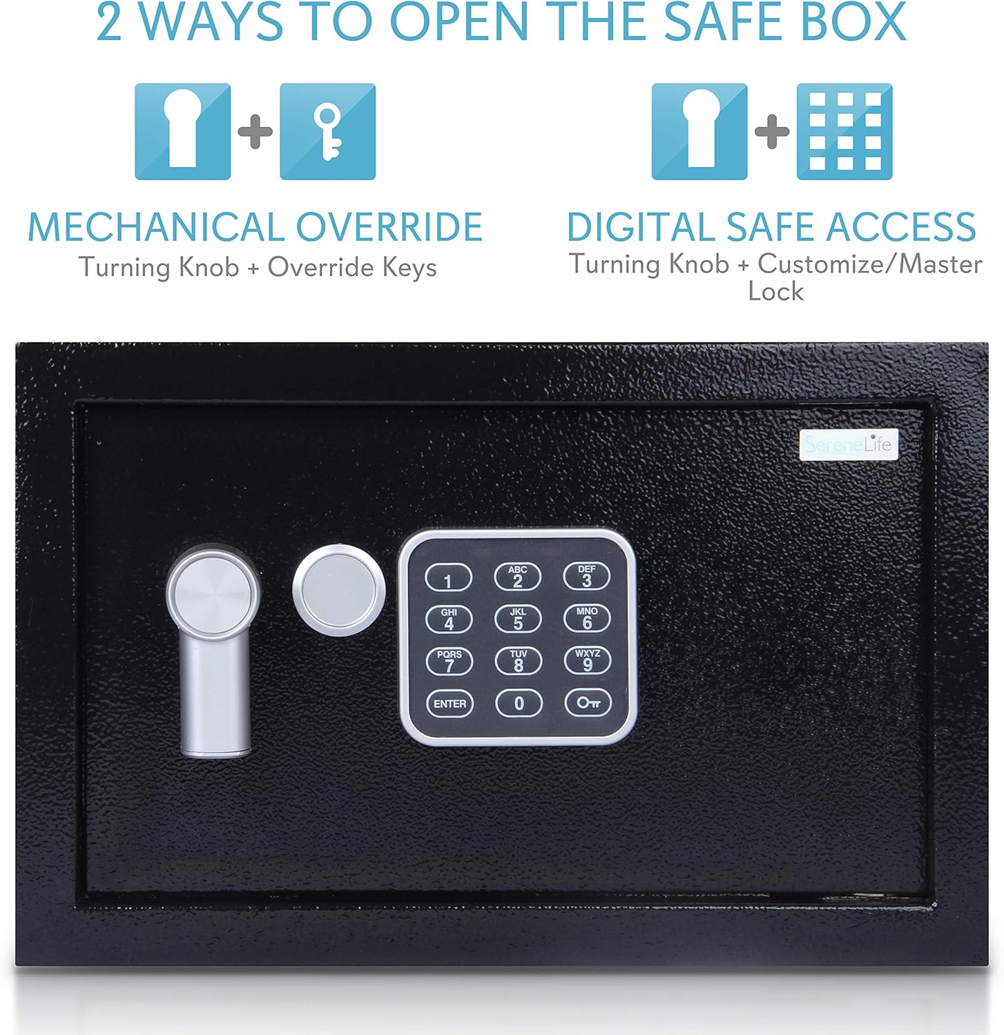 SereneLife Safe Box, Safes and Lock Boxes, Money Box, Safety Boxes for Home, Digital Safe Box, Steel Alloy Drop Safe, Includes Keys: Home & Kitchen