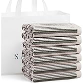 SALAS Kitchen Dish Towels for Drying Dishes, Large Cotton Kitchen Towels, Stripped Terry Dish Cloths, Thick Highly Absorbent Towel Sets with Hanging Loop, 16" X 26", 6 Packs, Grey with Green